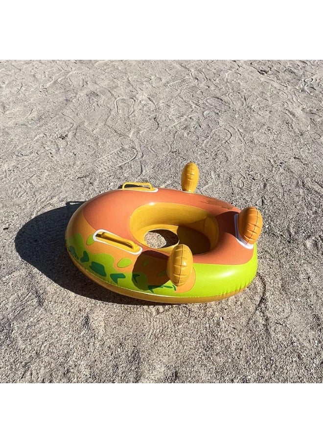 MIXDE Inflatable Baby Pool Float Swimming Ring with Sun Canopy with Inflator Pump,Dinosaur Infant Pool Float for Kids,Babys' Inflatable Seat,Pool Supplies  - Image 5