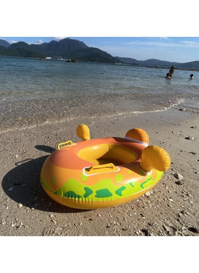 MIXDE Inflatable Baby Pool Float Swimming Ring with Sun Canopy with Inflator Pump,Dinosaur Infant Pool Float for Kids,Babys' Inflatable Seat,Pool Supplies  - Image 4