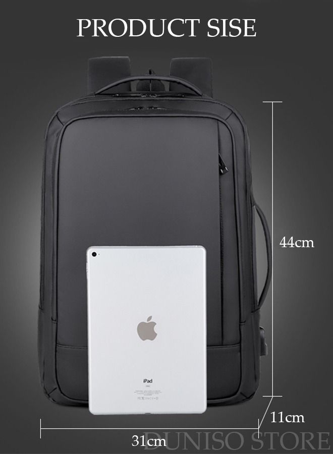 DUNISO Business Travel Laptop Backpack Anti-Theft Durable Computer Backpack with USB Charging Port Large Capacity College School Backpack for Men & Women Fits 15.6 Inch Notebook Black - Image 4