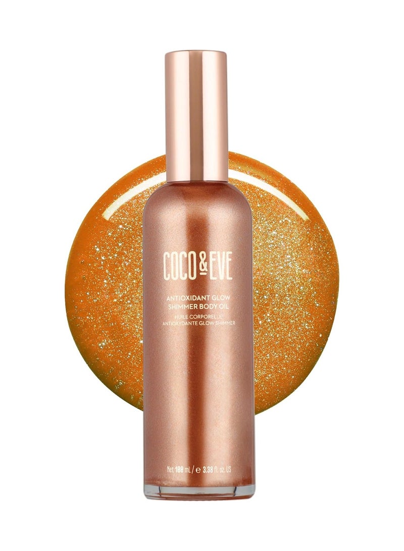COCO & EVE Antioxidant Glow Shimmer Body Oil Lightweight Skin Illuminator with Pearlescent Minerals Natural Glitter Antioxidants for Shimmering Moisturizing and Healthy Glow 100ml - Image 1