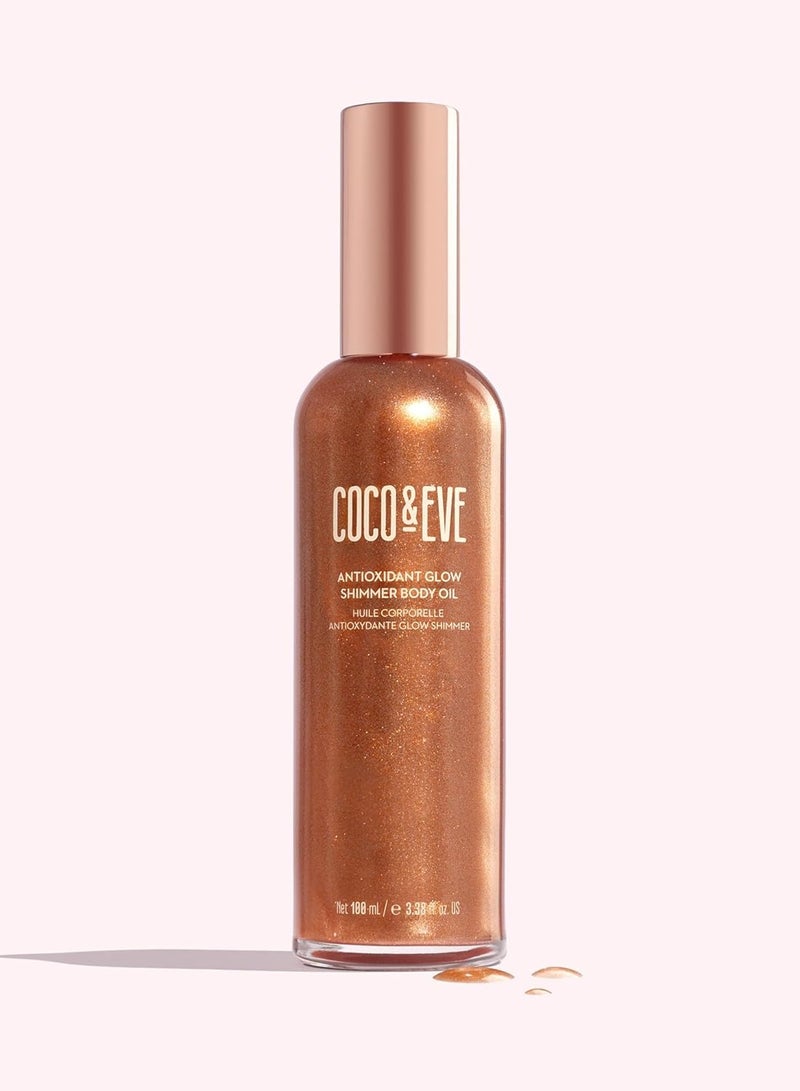 COCO & EVE Antioxidant Glow Shimmer Body Oil Lightweight Skin Illuminator with Pearlescent Minerals Natural Glitter Antioxidants for Shimmering Moisturizing and Healthy Glow 100ml - Image 2
