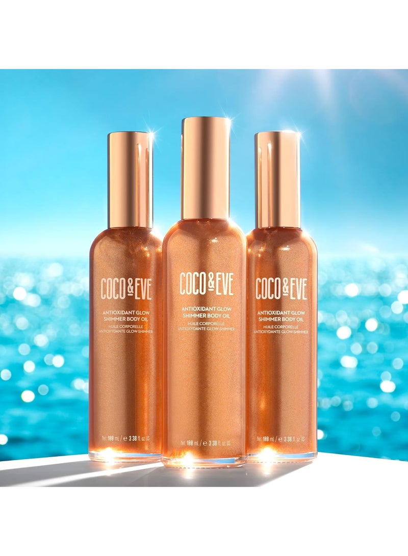 COCO & EVE Antioxidant Glow Shimmer Body Oil Lightweight Skin Illuminator with Pearlescent Minerals Natural Glitter Antioxidants for Shimmering Moisturizing and Healthy Glow 100ml - Image 3