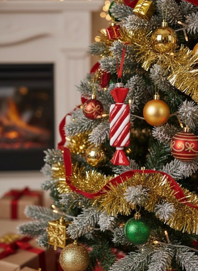 AKDC Christmas Plastic Candy 10cm Red Xmas Ornament, Holiday Seasonal Decoration for Tree, - Image 1