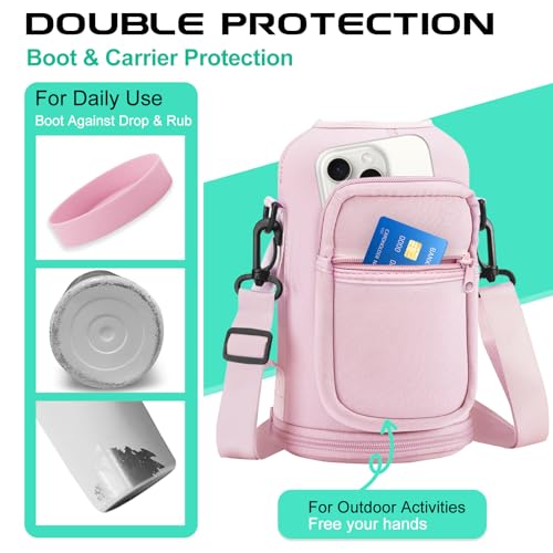 DIGJUPER Half Gallon Water-Bottle with Straw - Pop-up Chug Lid (Cold 48H & Hot 24H) 64oz Insulated Water Bottle Flask with Sleeve Strap, Paracord Handle, Bottle Boot, Pink Stainless Steel Metal Water Jug - Image 5