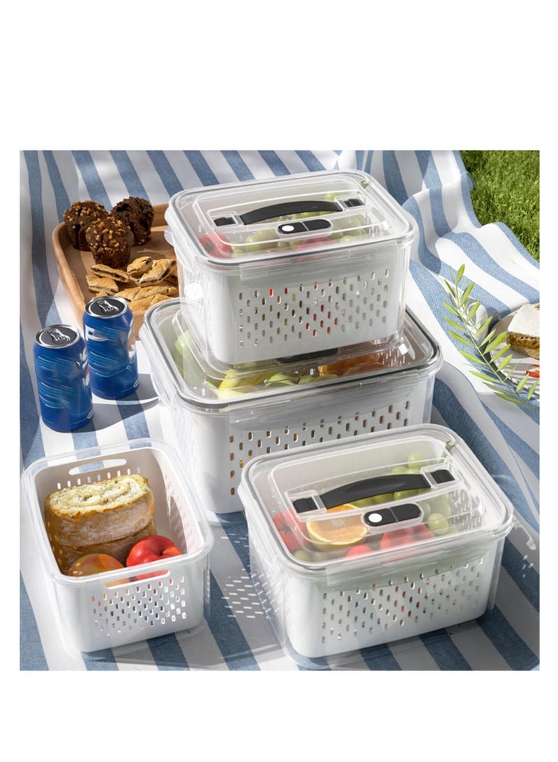 جوي لينك طقم ثلاجة ثلاجة ثلاجة 4 قطع، ثلاجة فواكه مانعة للتسرب مع مصفاة قابلة للإزالة، متعددة السعة، منظمة للأطعمة الطازجة، مناسبة للتخزين المنزلي، آمنة للغسل في غسالة الأطباق والميكروويف - Image 4