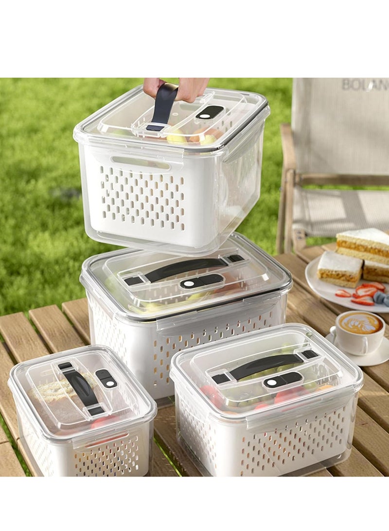 جوي لينك طقم ثلاجة ثلاجة ثلاجة 4 قطع، ثلاجة فواكه مانعة للتسرب مع مصفاة قابلة للإزالة، متعددة السعة، منظمة للأطعمة الطازجة، مناسبة للتخزين المنزلي، آمنة للغسل في غسالة الأطباق والميكروويف - Image 3