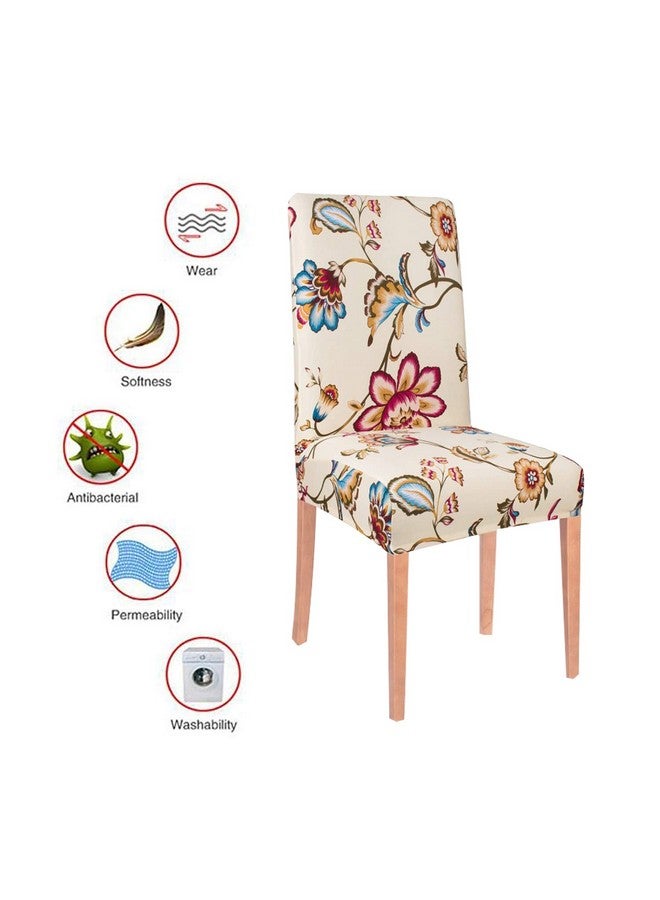 Styleys Polyester Washable Elastic Dining Chair Cover Slipcovers, Beige/Red/Blue Flower, Set of 8, SLMC134 - Image 4