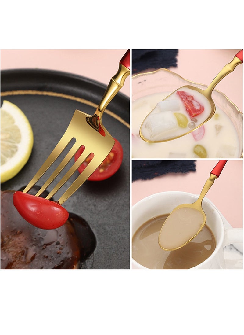 cosyinn 24-Piece Elegant Stainless Steel Flatware Set Gold  - Image 4