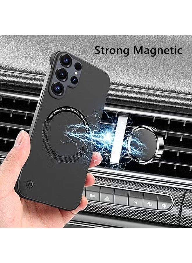 غطاء مغناطيسي لهاتف سامسونج جالاكسي S26 ألترا، واقي عدسة الكاميرا مرتفع، بدون حواف، نحيف للغاية، يدعم الشحن اللاسلكي، غطاء حماية صلب مقاوم للصدمات بلون واحد لهاتف سامسونج S26 ألترا - Image 2