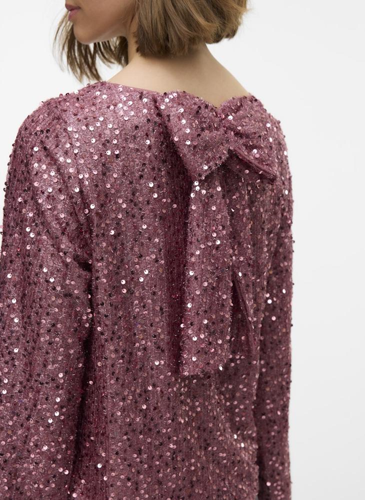 فيرو مودا بلوزة بأكمام طويلة بتفاصيل فيونكة من مجموعة - Image 4