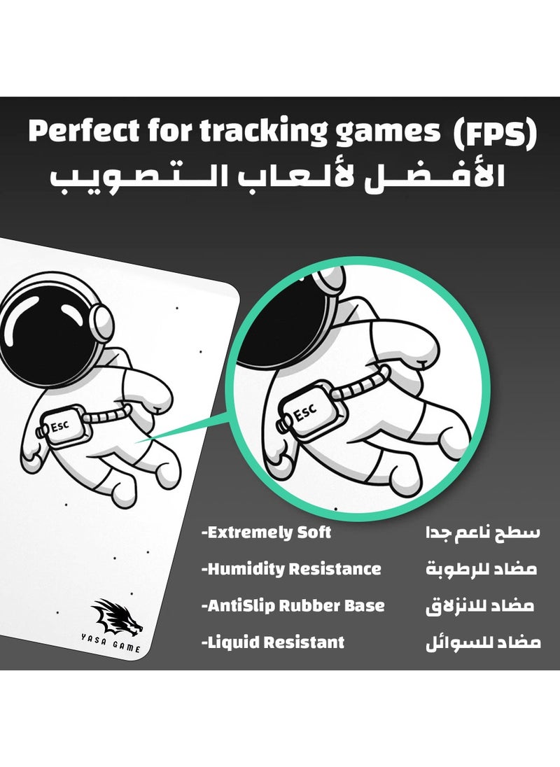 ياسا - ماوس باد كبير جدا من ياسا مقاس 100*50 سم بتصميم جرافيك جميل جدا مع خاصية منع الانزلاق يكفي للفأرة والكيبورد وحواف مخيطه ومضاد للسوائل باتقان سبيس الأبيض - Image 1