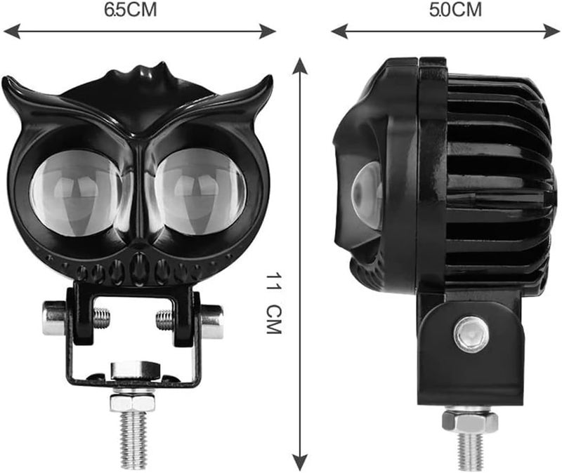 Owl LED Lens Motorcycle Fog Light, 12V DC, Auxiliary Spot Projector, Yellow And White Beam (1)