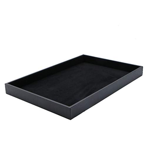 JETEHO Velvet Jewelry Tray for Drawers Black Jewelrys Display Tray Stackable Jewelry Organizer Trays for Necklace Bracelet Ring Watch (1, Black) - Image 1