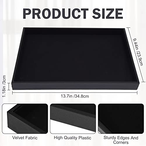 JETEHO Velvet Jewelry Tray for Drawers Black Jewelrys Display Tray Stackable Jewelry Organizer Trays for Necklace Bracelet Ring Watch (1, Black) - Image 3