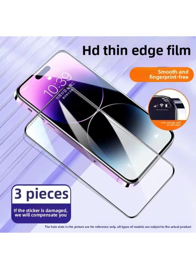 Generic Applicable To For Iphone 15 Anti-peep Tempered Film For Iphone14promax/13/12plus HD Xr/11 Dust-free Warehouse X-Colour:Imported Masonry Explosion-proof [thin Black Edges*ultra-clear] 3-piece Pack-Size:For Iphone 13 Pro Max  - Image 1