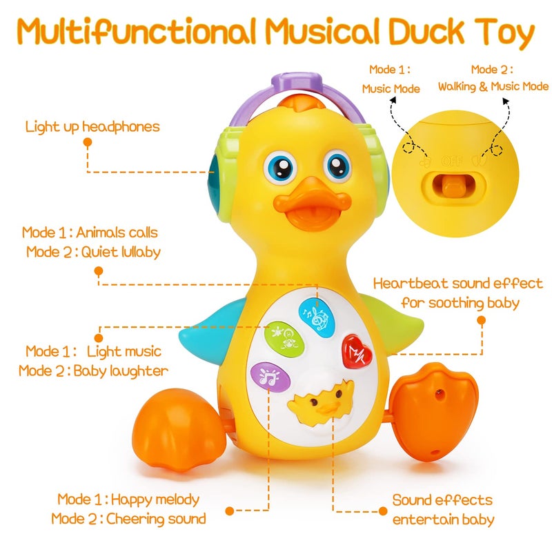 Tsomtto Baby Musical Duck Toy Dancing Crawling Tummy Time, Light Up Infant Toys 0-3-6 6-12 12-18 Months Easter Gifts for 1 2 Year Old Boys Girls Baby Learning Development Toddler Toys Age 1-2 - Image 5