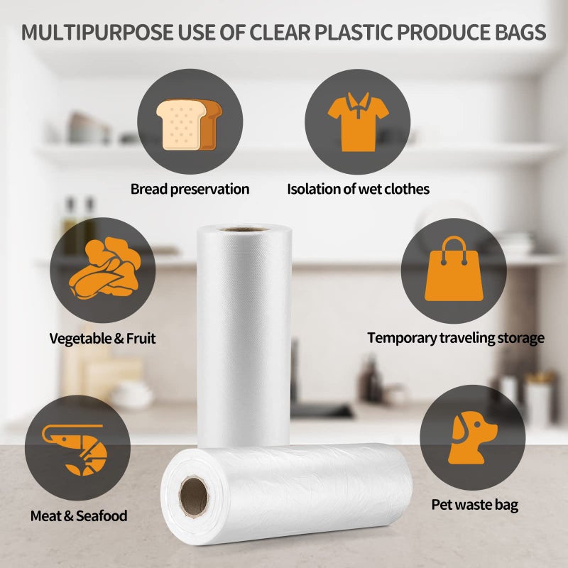 PAPRMA 14  x 20  Food Storage Bags Roll  Clear Plastic Produce Bags for Vegetable Food Fruit Bread (1 Roll - 350pcs on a Roll) - Image 5