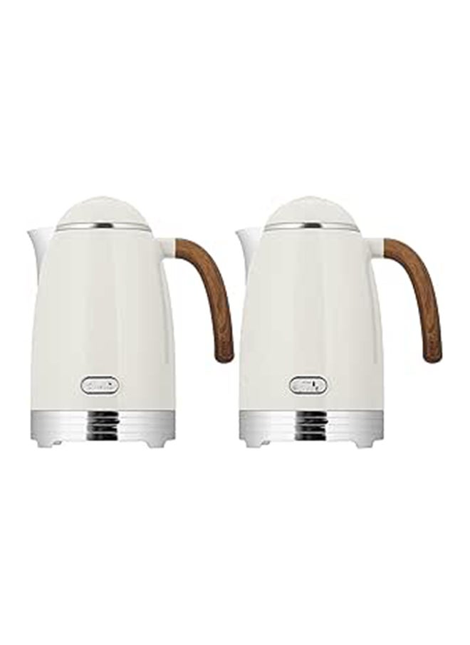Alsaif Alsaif Nada  2- Pieces Coffee And Tea Vacuum Flask , Leak-Proof And Keeps Drinks Hot, 1L/1L ,Ivory/Chrome  - Image 1