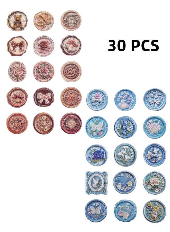 Wax Seal Stickers, Wedding Invitation Envelope, Self- Adhesive 3D Pattern Stickers, Perfect for Invitation, Christmas, Gift Wrapping（30 PCS） - Image 1