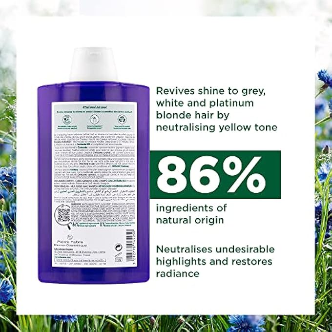 Klorane CENTAURY ANTI-YELLOWING SHAMPOO FOR GREY, BLONDE HAIR 200ML - Image 3