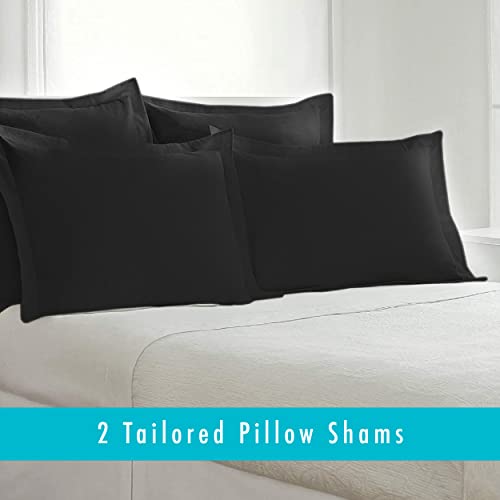 FRESH IDEAS Poplin Tailored 2-Pack Pillow Sham, King, Black (FRE201XXBLAC09) - Image 2