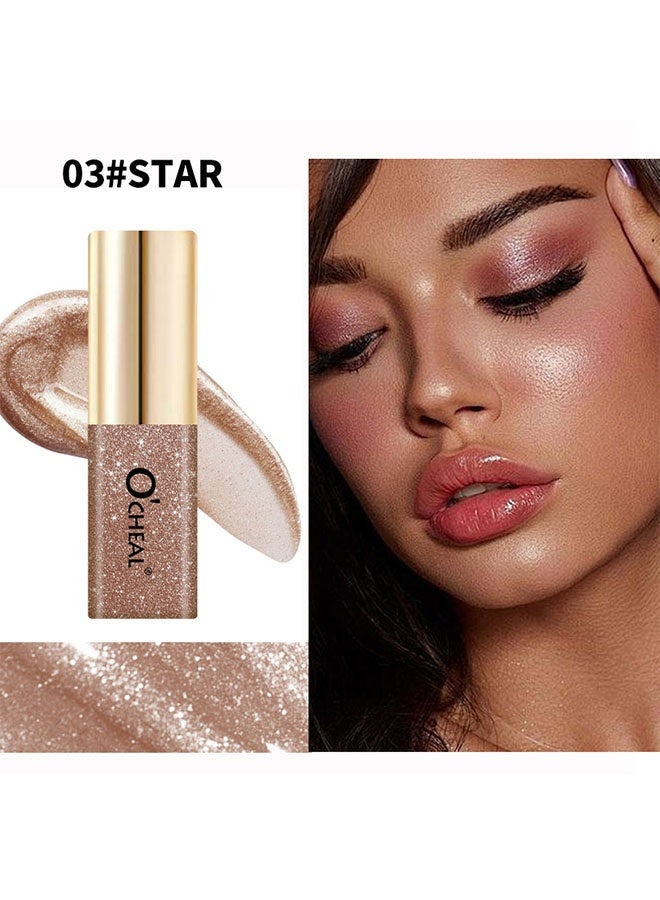 OCHEAL Eyeshadow Liquid，Liquid Glitter Eyeshadow, Glitter And Glow Liquid Eye Shadow, Highly Pigmented, Glittery Finish, Long-Wearing, Transfer Proof - 03  STAR - Image 2