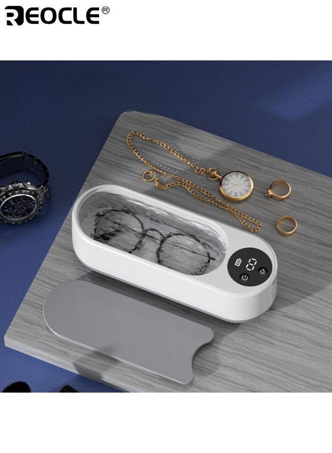 ريوكل جهاز تنظيف بالموجات فوق الصوتية متعدد الوظائف، محمول يعمل بمنفذ USB، جهاز تنظيف اهتزازي عالي التردد للاستخدام المنزلي، مجوهرات، نظارات، أطقم أسنان، ساعات، خواتم، فرش مكياج.