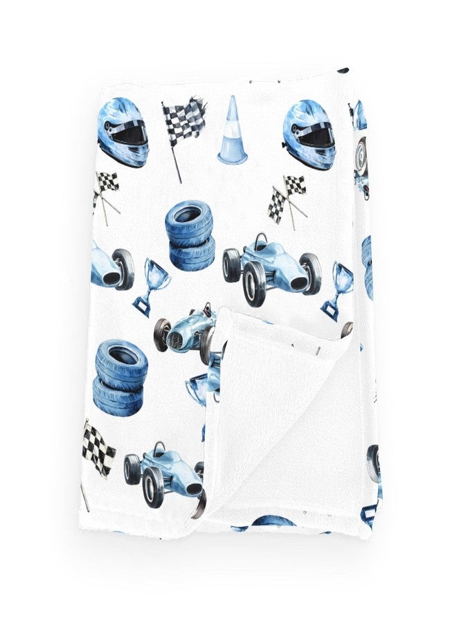 Wicbfdfv Cute Race Car Flag Baby Boy Girl Blue Races Vehicle Trophy Traffic Light Vehicles Blankets Flannel Fleece Nursery Bed Receiving Swaddle Breathable Toddler Infant Newborn Blanket for Crib - Image 1