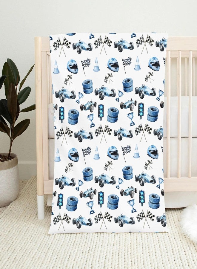 Wicbfdfv Cute Race Car Flag Baby Boy Girl Blue Races Vehicle Trophy Traffic Light Vehicles Blankets Flannel Fleece Nursery Bed Receiving Swaddle Breathable Toddler Infant Newborn Blanket for Crib - Image 2