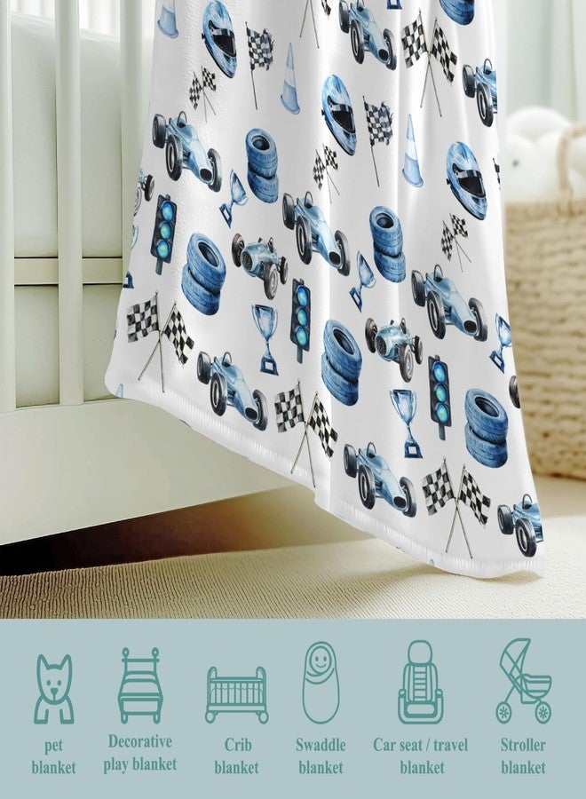 Wicbfdfv Cute Race Car Flag Baby Boy Girl Blue Races Vehicle Trophy Traffic Light Vehicles Blankets Flannel Fleece Nursery Bed Receiving Swaddle Breathable Toddler Infant Newborn Blanket for Crib - Image 4
