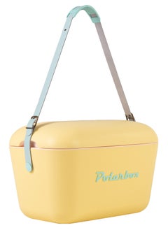 Polarbox Polarbox® 20 L Ice Box - For Outdoor Use - Portable - For Drinks And Food - Storage Box - Pop - Yellow/Cyan Cooler with Cyan Leather Strap  - Image 2