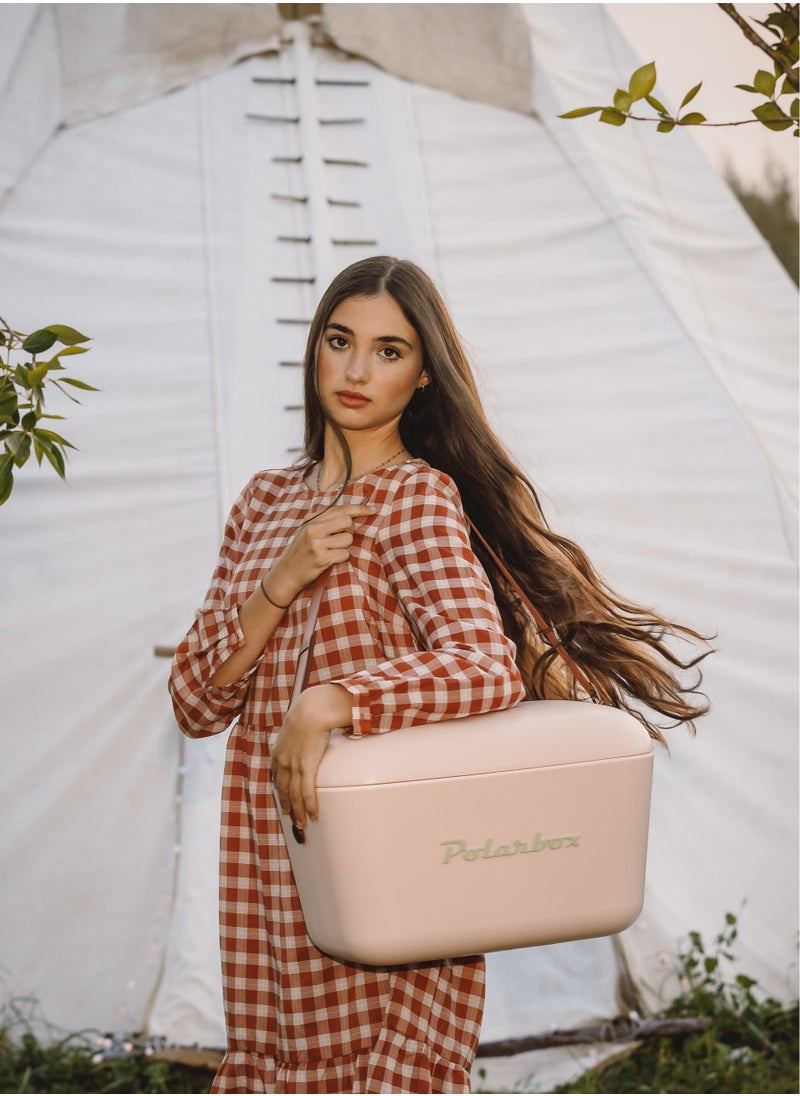 Polarbox® 20 L Ice Box - For Outdoor Use - Portable - For Drinks And Food - Storage Box - Pop - Yellow/Cyan Cooler with Cyan Leather Strap