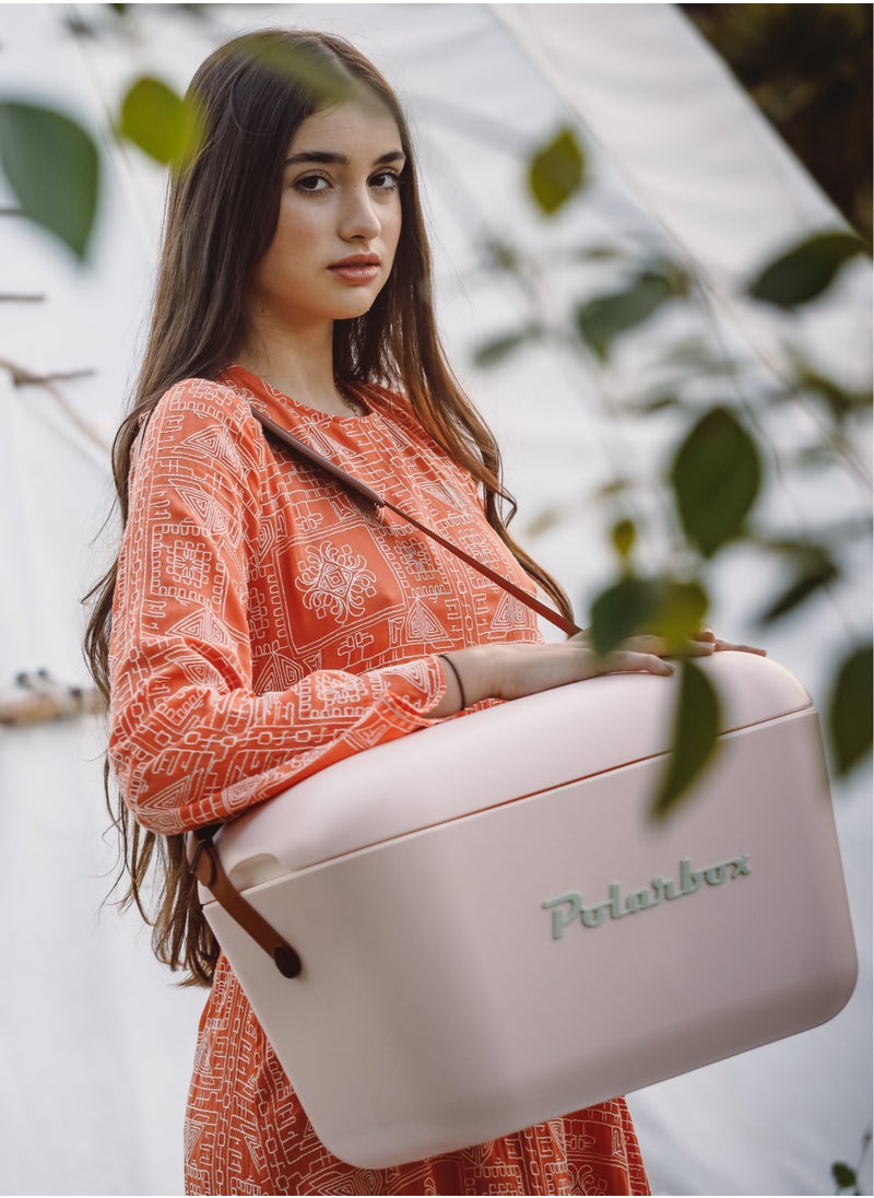 Polarbox® 20 L Ice Box - For Outdoor Use - Portable - For Drinks And Food - Storage Box - Pop - Yellow/Cyan Cooler with Cyan Leather Strap