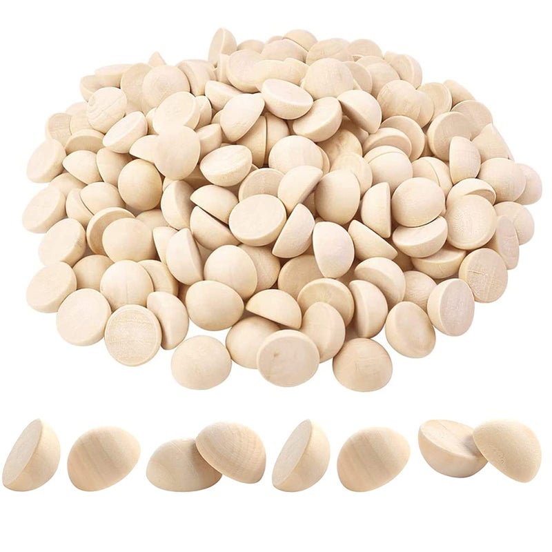 150Pcs Half Wooden Balls BetterJonny 25 mm Unfinished Crafts Natural Half Beads Split Round Wood Balls for DIY Christmas Ornament DIY Projects Crafts Arts