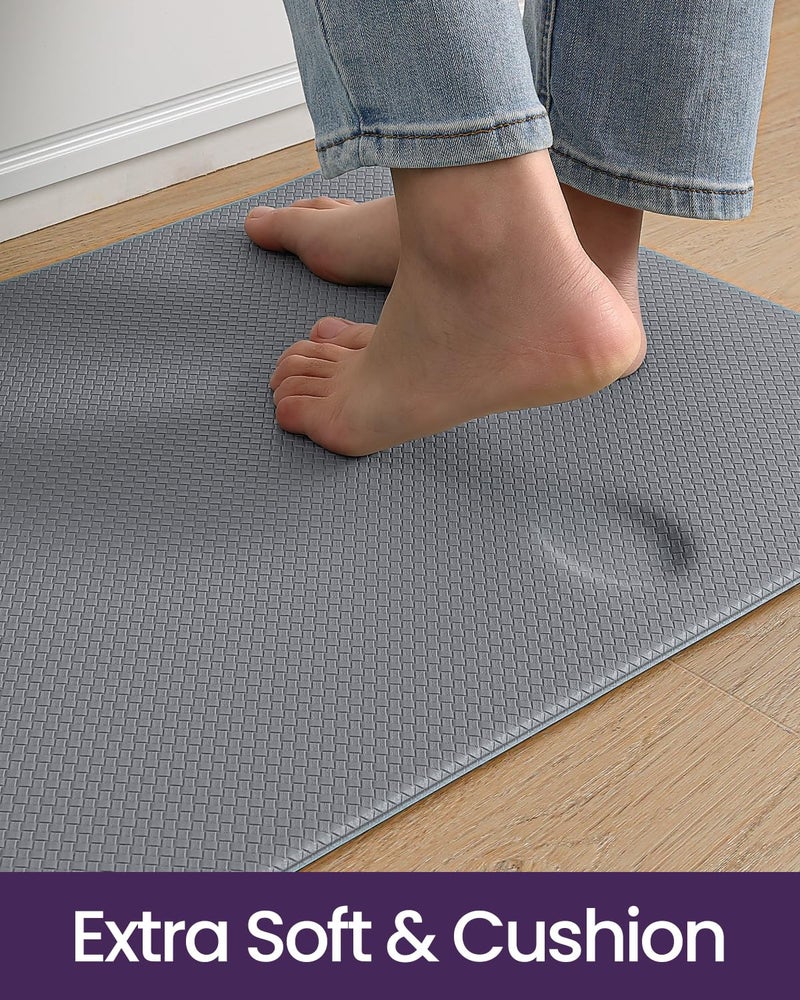 DEXI Kitchen Floor Mats Cushioned Anti Fatigue,17x59, Standing Runner Rug Waterproof, Comfort Memory Foam Padded for Front Sink Laundry, Grey - Image 3