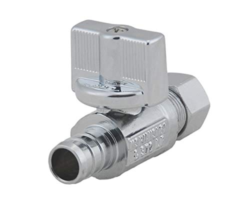 Grneric LD Valve-1/4 Turn Straight Stop Valve, 3/8-in Compression x 1/2-in PEX,Quarter Turn LF Brass Chrome Plated OD to Straight Pex Shut off Valve for Faucet or Toilet Installation (2-Pack) - Image 2