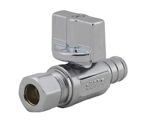 Grneric LD Valve-1/4 Turn Straight Stop Valve, 3/8-in Compression x 1/2-in PEX,Quarter Turn LF Brass Chrome Plated OD to Straight Pex Shut off Valve for Faucet or Toilet Installation (2-Pack) - Image 4