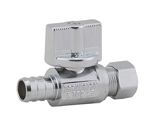 Grneric LD Valve-1/4 Turn Straight Stop Valve, 3/8-in Compression x 1/2-in PEX,Quarter Turn LF Brass Chrome Plated OD to Straight Pex Shut off Valve for Faucet or Toilet Installation (2-Pack) - Image 3