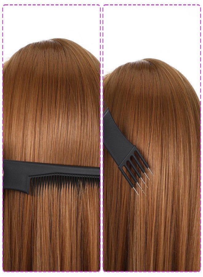 WJIAAA 6 Packs Teasing Comb with Metal Pick, Double-Head Black Hair Pick Comb for Women, Parting Tool for Salon Styling Thick Thin Hair - Image 5