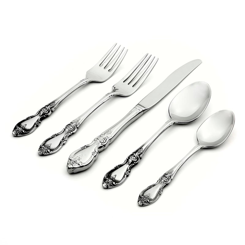 Oneida Louisiana 5Piece Flatware Set Service for 1Silver
