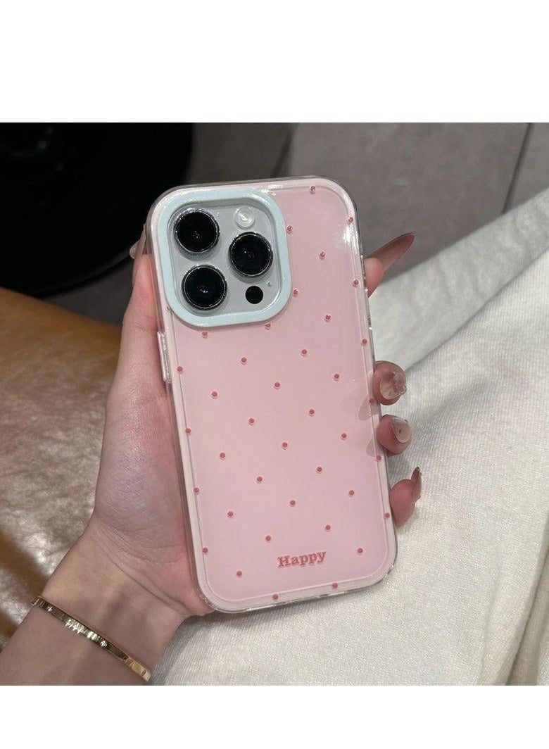 NIBEMINENT Korean Red Wave Point Protective TPU Case Cover For iPhone 16 Pro, Foundation