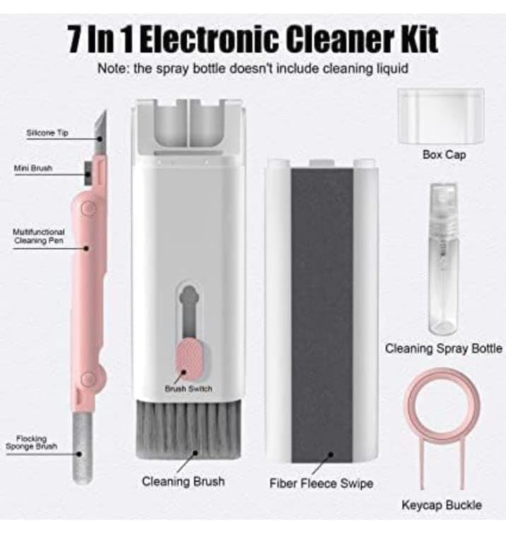Generic Multifunctional Cleaning Brush Set 7 Pieces Handheld Vacuum Cleaner Spray Bottle Keyboard Brush  - Image 4
