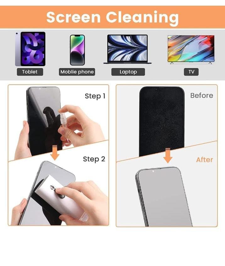 Generic Multifunctional Cleaning Brush Set 7 Pieces Handheld Vacuum Cleaner Spray Bottle Keyboard Brush  - Image 2