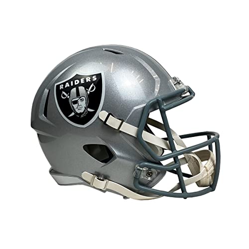 Riddell خوذة ريدل كاملة الحجم مقلدة من فريق أوكلاند رايدرز NFL، متوسطة، فضية - Image 1