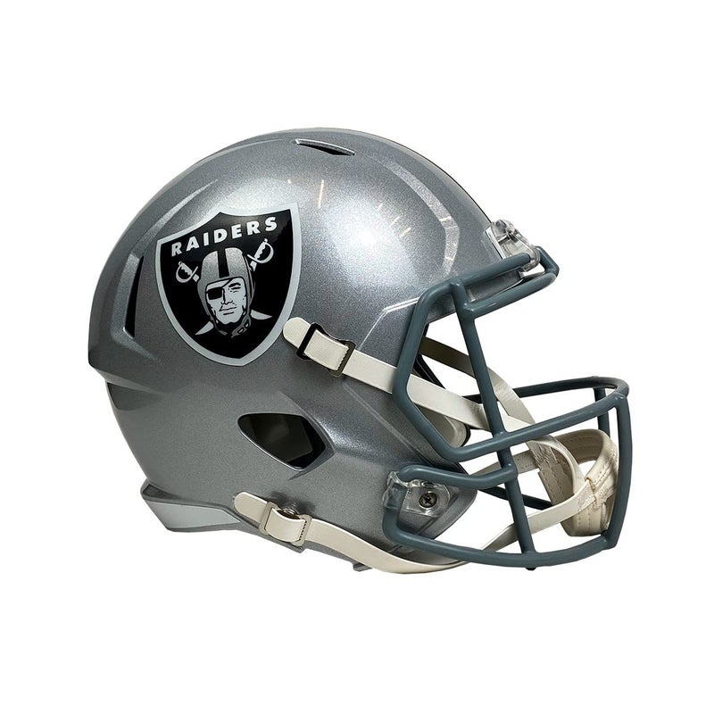 Riddell خوذة ريدل كاملة الحجم مقلدة من فريق أوكلاند رايدرز NFL، متوسطة، فضية - Image 4