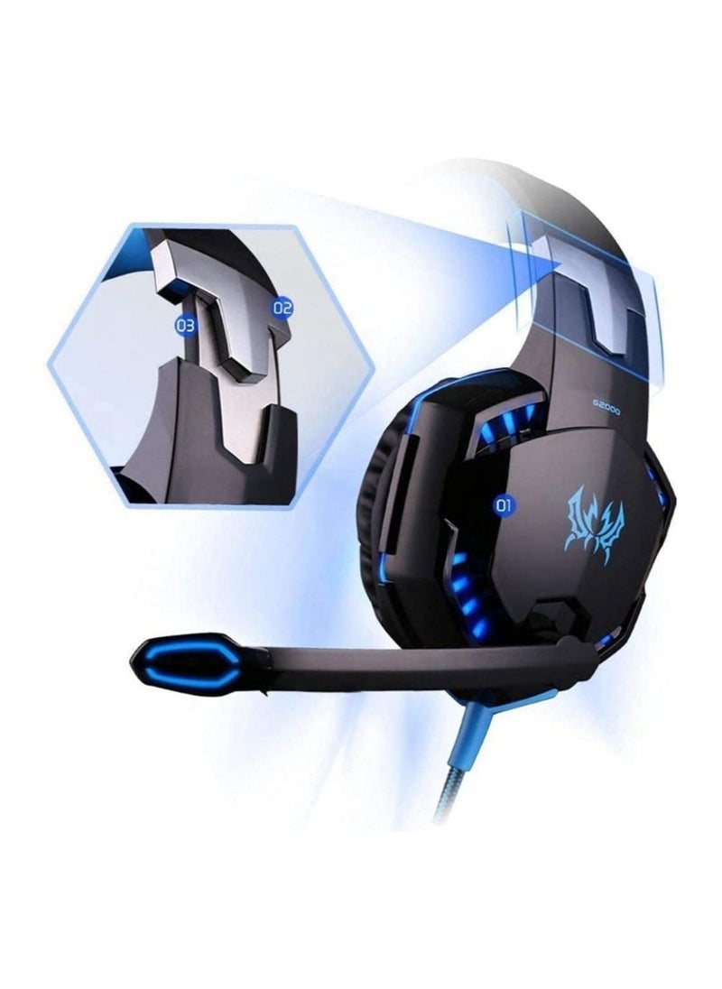 Generic - G2000 Gaming Headset, Surround Stereo Gaming Headphones with Noise Cancelling Mic, LED Lights & Soft Memory Earmuffs, Works with PS4, Nintendo Switch, PC Mac Computer Games - Image 1