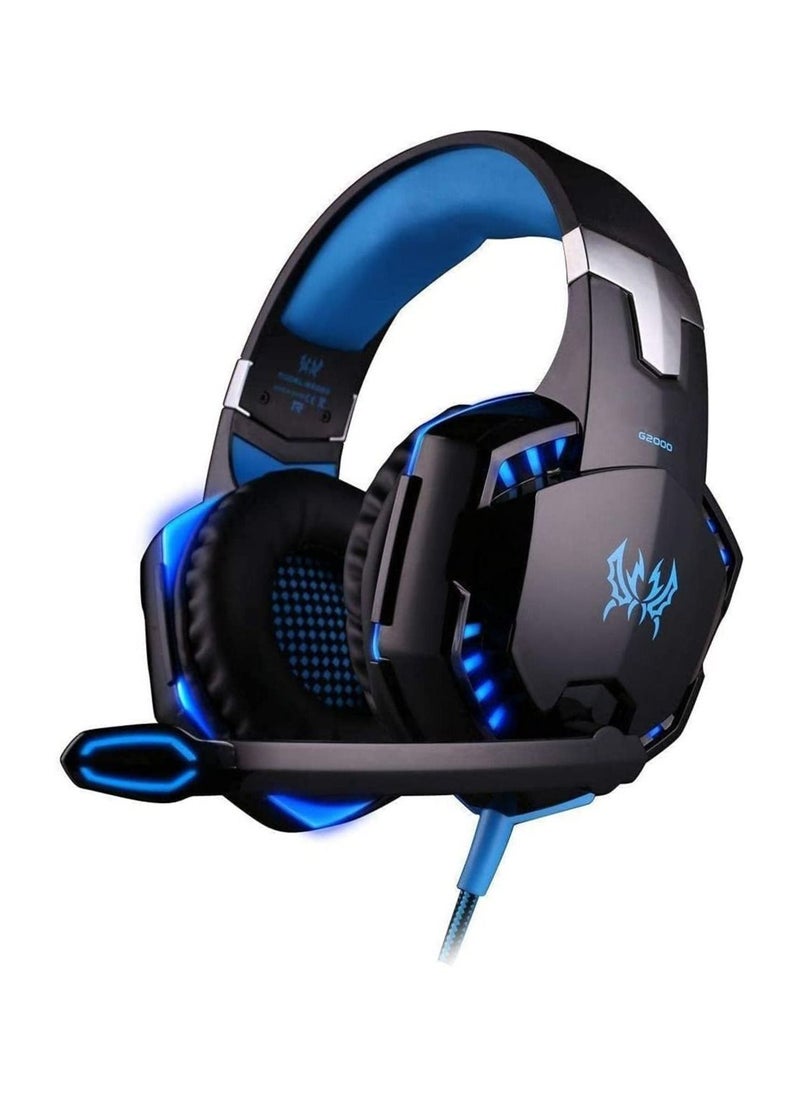 Generic - G2000 Gaming Headset, Surround Stereo Gaming Headphones with Noise Cancelling Mic, LED Lights & Soft Memory Earmuffs, Works with PS4, Nintendo Switch, PC Mac Computer Games - Image 1