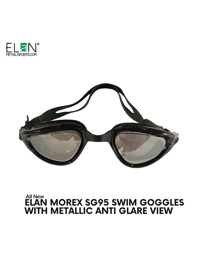 Elan ELAN Morex SG95 Training Swim Goggles - Sleek Black - Adjustable High-Tension Silicone Strap - Professional Anti-Fog & UV Protection - Leak-Proof Comfort Fit for Daily Laps, Fitness & Club Training - Premium Goggles for Performance, Durability and Everyday Use - Image 1