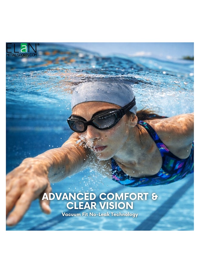 Elan ELAN Morex SG95 Training Swim Goggles - Sleek Black - Adjustable High-Tension Silicone Strap - Professional Anti-Fog & UV Protection - Leak-Proof Comfort Fit for Daily Laps, Fitness & Club Training - Premium Goggles for Performance, Durability and Everyday Use - Image 4