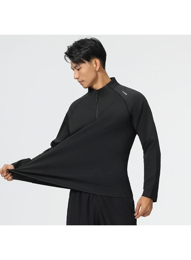 Men's Half-Zip Fitness Long Sleeve Slim-Fit Sportswear - Image 3